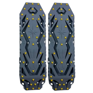 Planchas de tracción 4x4 offroad par gris antracita con tacos amarillos rescate barro arena